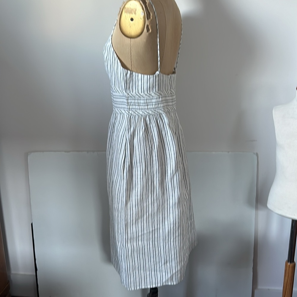 Theory Mini Malaena B 100% linen ticking stripe corset top dress w/ pockets 10 - Picture 7 of 12